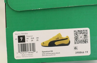 Puma Men's Size 7 Speedcat OG Pele Yellow & Black 398846 19