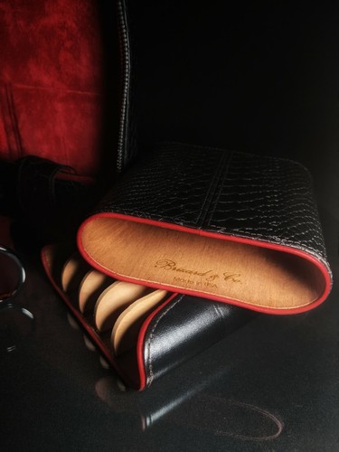 Brizard Havana Traveler - Black Python Pattern & Red Leather Combo - Picture 9 of 14