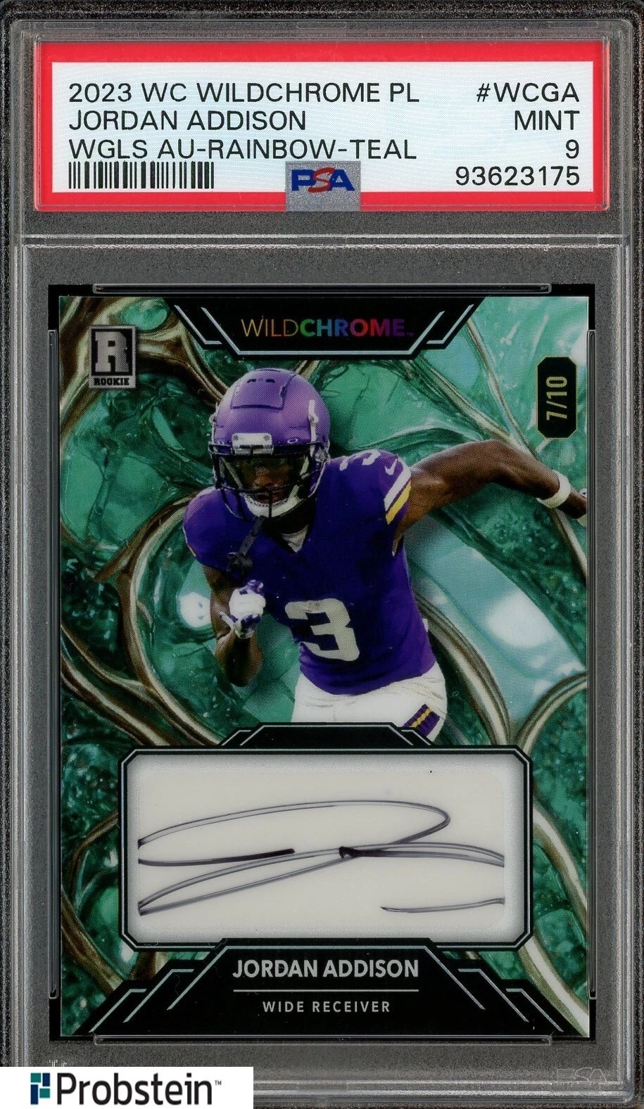 Jordan Addison Wild Card Wildchrome Pro-Look Hobby Wildglass Autograph #WCGA Rainbow Foil-Teal