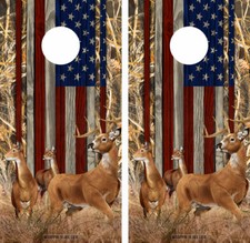 Cornhole Board Wraps American Flag Deer Scope Tall Grass Camouflage 2 pack 17