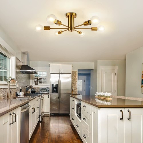 Gold Chandelier Pendant Light Fixture Sputnik Flush Mount Ceiling Lamp Kitchen - Picture 6 of 24