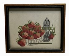 Needlepoint Cross Stitch Bowl Of Strawberries Sudberry House Complete Framed