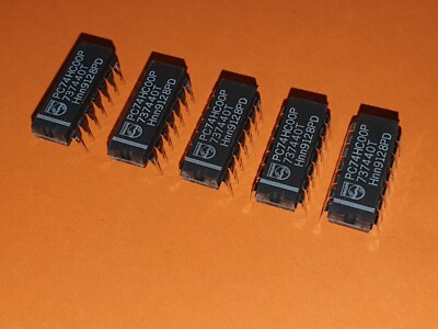 5x PC74HC00P QUAD 2-INPUT NAND GATES Philips DIP-14