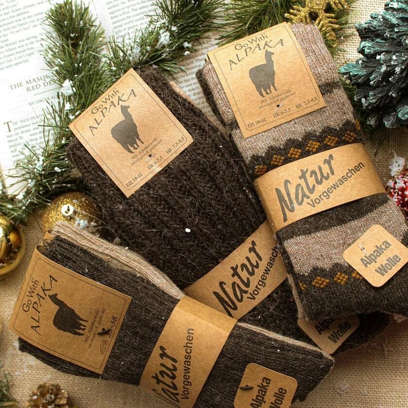 Alpaca Thermal Wool Socks for Women and Men - 1 PAIR - Thick Knitted - Image 4 of 4