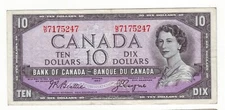 Canada Paper Money $10.00 1954 Beattie/Coyne