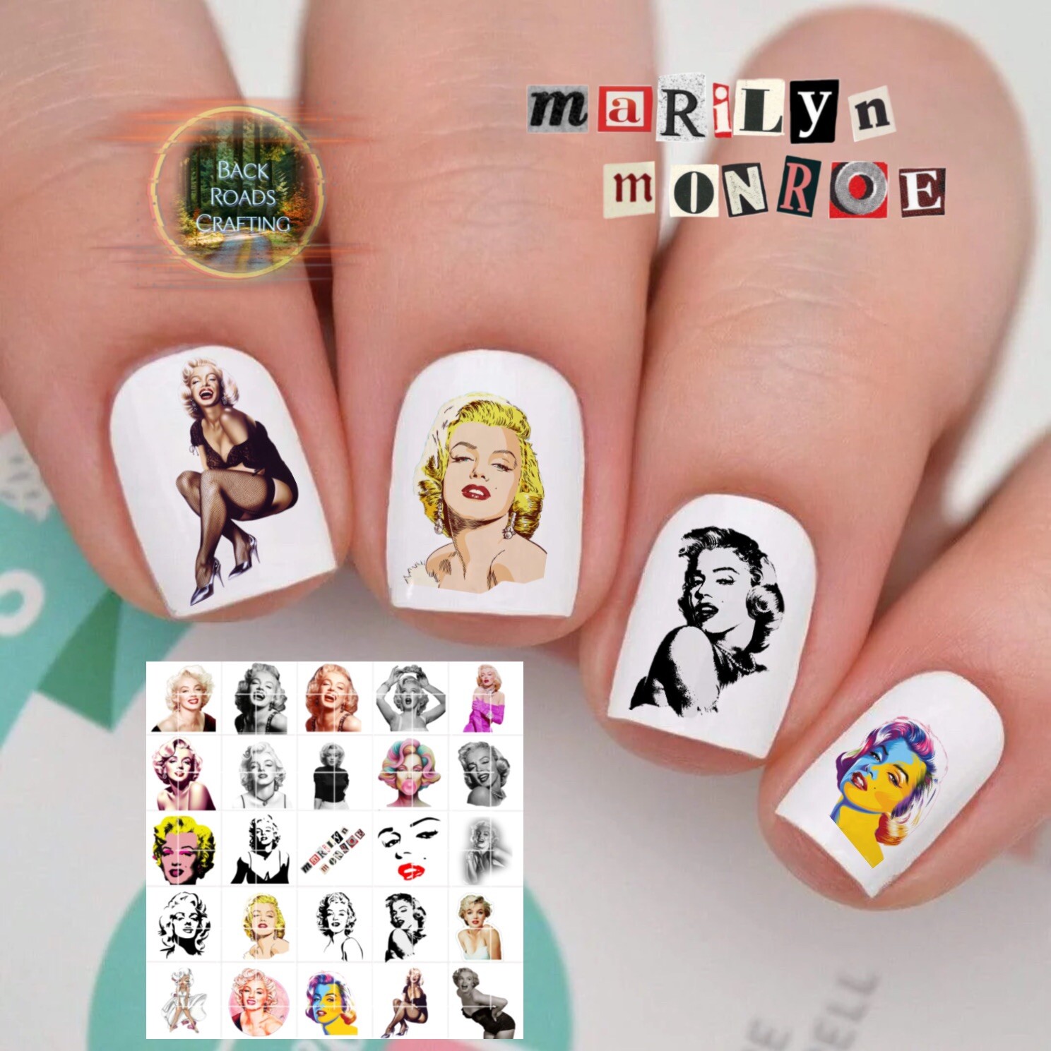Marilyn Monroe Waterslide Nail Art Decals Set Of 50 Instructions & Bonus