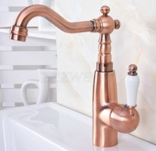 Antique Red Copper Bathroom sink basin faucet single handle mixer tap znf631
