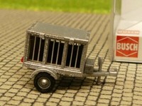 1/87 Busch Hundetransport-AnhäNger Mit Seitenklappe Und Hund Silber 59955
