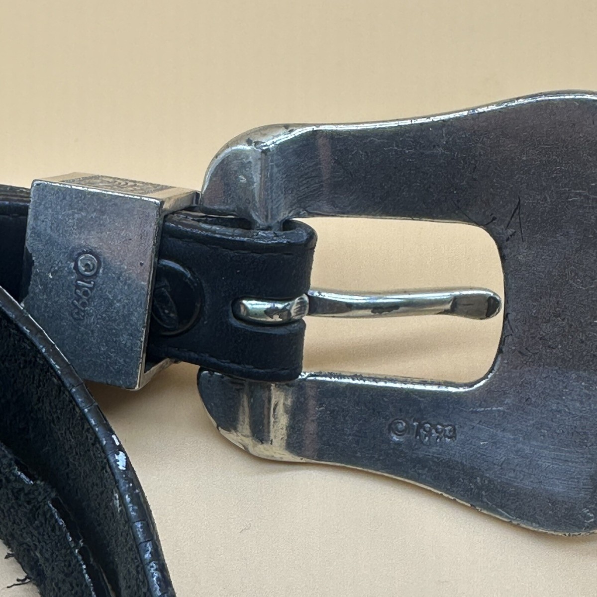 Justin Top Grain Cowhide Leather Western Belt - 1993 Buckle Sz. 30 Justin Size 30 Top Grain Cowhide 1993 Edition Made in the  main image 3