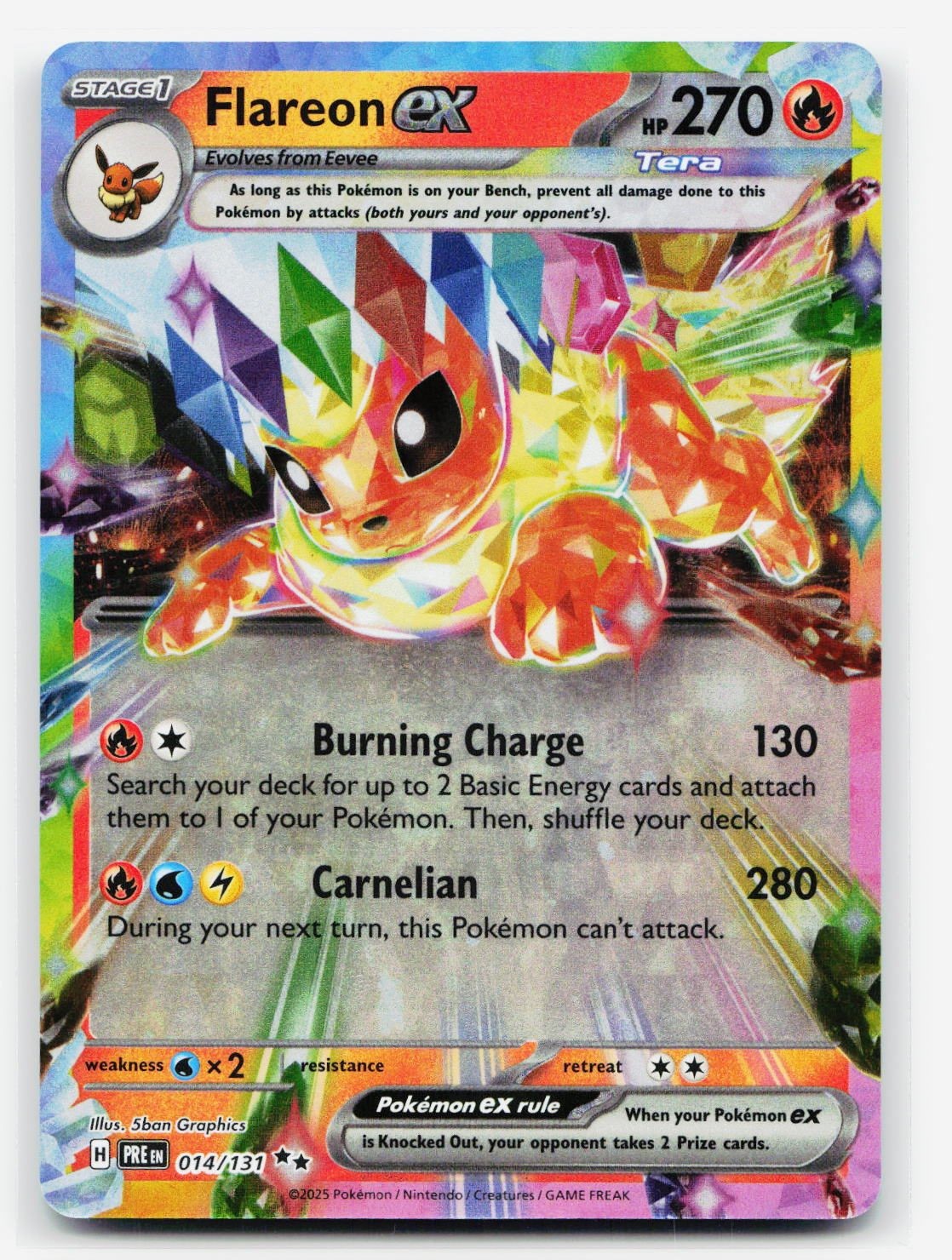 Flareon ex Double Rare - PRE 014/131 EN NM Holofoil Pokemon