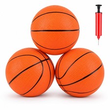 3 Pack Orange Mini Basketballs, 5 Inch Small Basketball with Pump Needle
