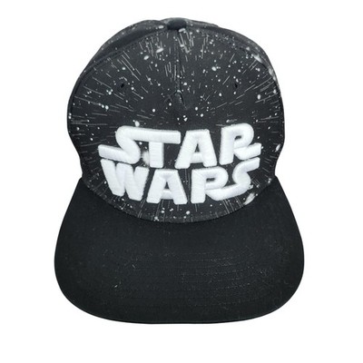 Star Wars Hat Cap Snap Back Mens One Size Black Space Logo Movie Galaxy Baseball