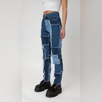 The Ragged Priest mom jeans in patchwork denim Size 28 NWT