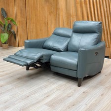 Furniture Village World of Leather 'Petit' 2 Seater Sofa Green Power Recliner