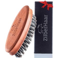 Pocket Mustache and Beard Brush - Stiff Boar Bristles Small Brush - Perfect B...