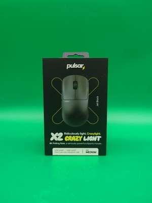 Pulsar X2 CrazyLight Wireless Gaming Mouse Jet Black Medium 8K Polling
