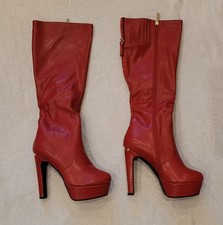 Elegante High Heel Stiefel mit Plateau in Rot Gr. 40 " Sergio Todzi " Neu