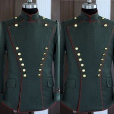 Abiti uomo vintage verde scuro stand colletto formale business matrimonio festa 2 pezzi