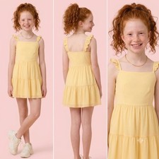Blogilates Girls Mommy Me Ballerina Ruffle Dress Yellow Size Medium 8
