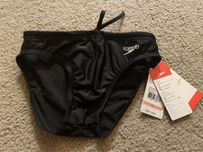 MENS SPEEDO BLACK Brief BIKINI SWIMSUIT Bottom Size 28 NEW NWT 42.