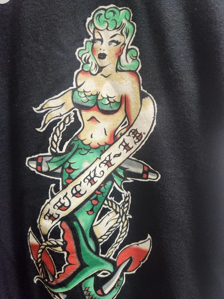 Camiseta para mujer Lucky 13 Mermaid tatuaje flash talla XL Foto 4 de 4
