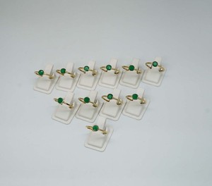 Wholesale 11PC 925 Solid Brass Faceted Simulated Green Emerald Ring Lot