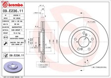 X2 PCS FRONT BRAKE DISC ROTOS X2 PCS SET 09.E236.11 BREMBO I
