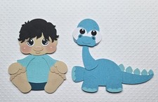 Dino Baby Boy Black Hair. Scrapbook, Card making Paper Piecing