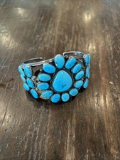 Gorgeous Navajo  Sterling Turquoise Cluster Bracelet