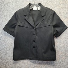 Alfred Dunner Womens Black 2-Piece Set Button Up Blazer Tapered Pants Size