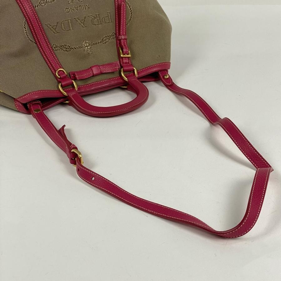 PRADA 2-Way Shoulder Bag Jacquard Handbag Brown Canvas #BS1794 thumbnail 7