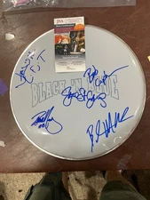 Black ‘ N Blue autographed 14” drumhead 5 signatures JSA cert