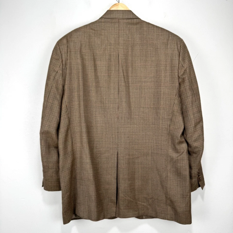 Abrigo Blazer Deportivo Lauren Ralph Lauren Lana Seda Hombres 43R Marrón Beige Cuadros 2 Btn Foto 2 de 4