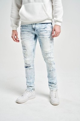 SPARK (PREMIUM DENIM) - STRETCH JEANS WITH 3D CRINKLE & RIP/REPAIR 