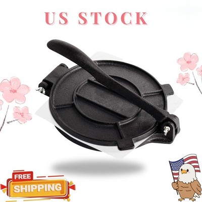 12'' Cast Iron Tortilla Press, Heavy Duty Taco & Roti Maker, Black