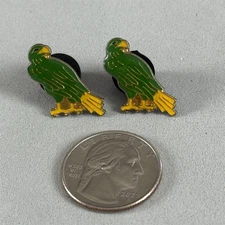 Lot of 3 Vintage Green and Yellow Hawk Bird Pins Pinbacks #56748
