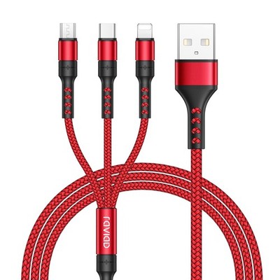 RAVIAD Multi USB Kabel (3 in 1) Universal Ladekabel, Nylon, Mehrfach Ladekabel