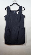 South Dudley Dress Womens 12 Linen Blend Sleeveless Sheath Pockets Work Office