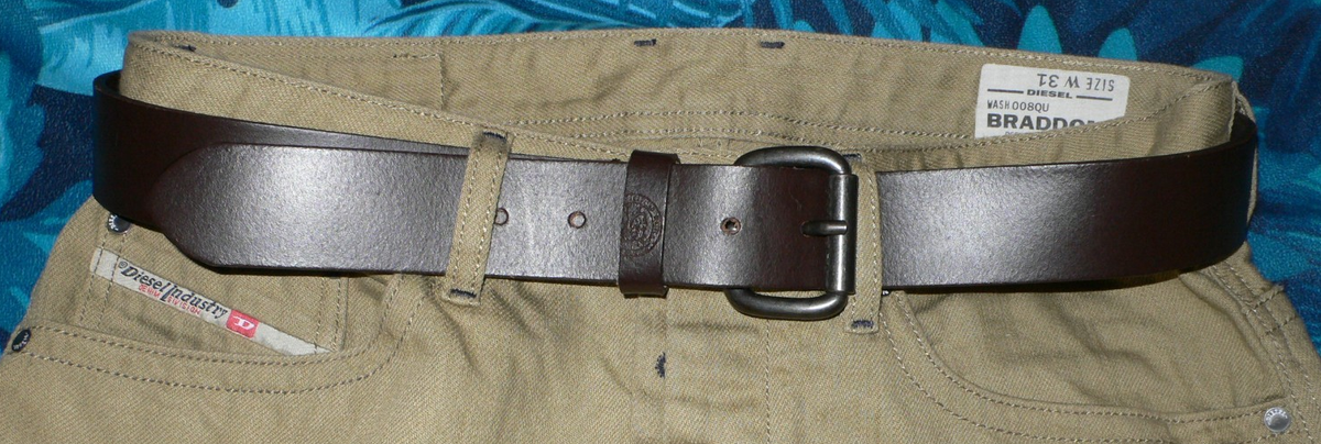 New Men's DIESEL Dark Brown Buffalo Leather Belt Size 38/95 cm US