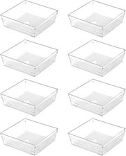 Backerysupply Clear Plastic Drawer Organizer Tray 6 in x 6 x 2 in,