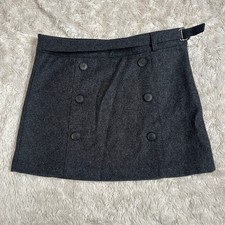 Vintage Y2K Gap Sz 2 European Fit Italian Wool Felted Mini Skirt Gray