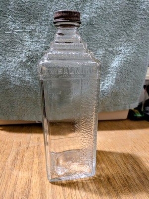 Vintage  1930 National Casket Co. Embalming Fluid Bottle w/US Capitol Embossed