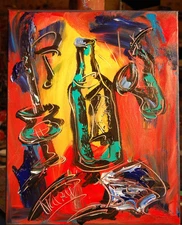 WINE DRINKS ABSTRACT ARTWORK DECO canvas painting  Original Oil Painting 5GG