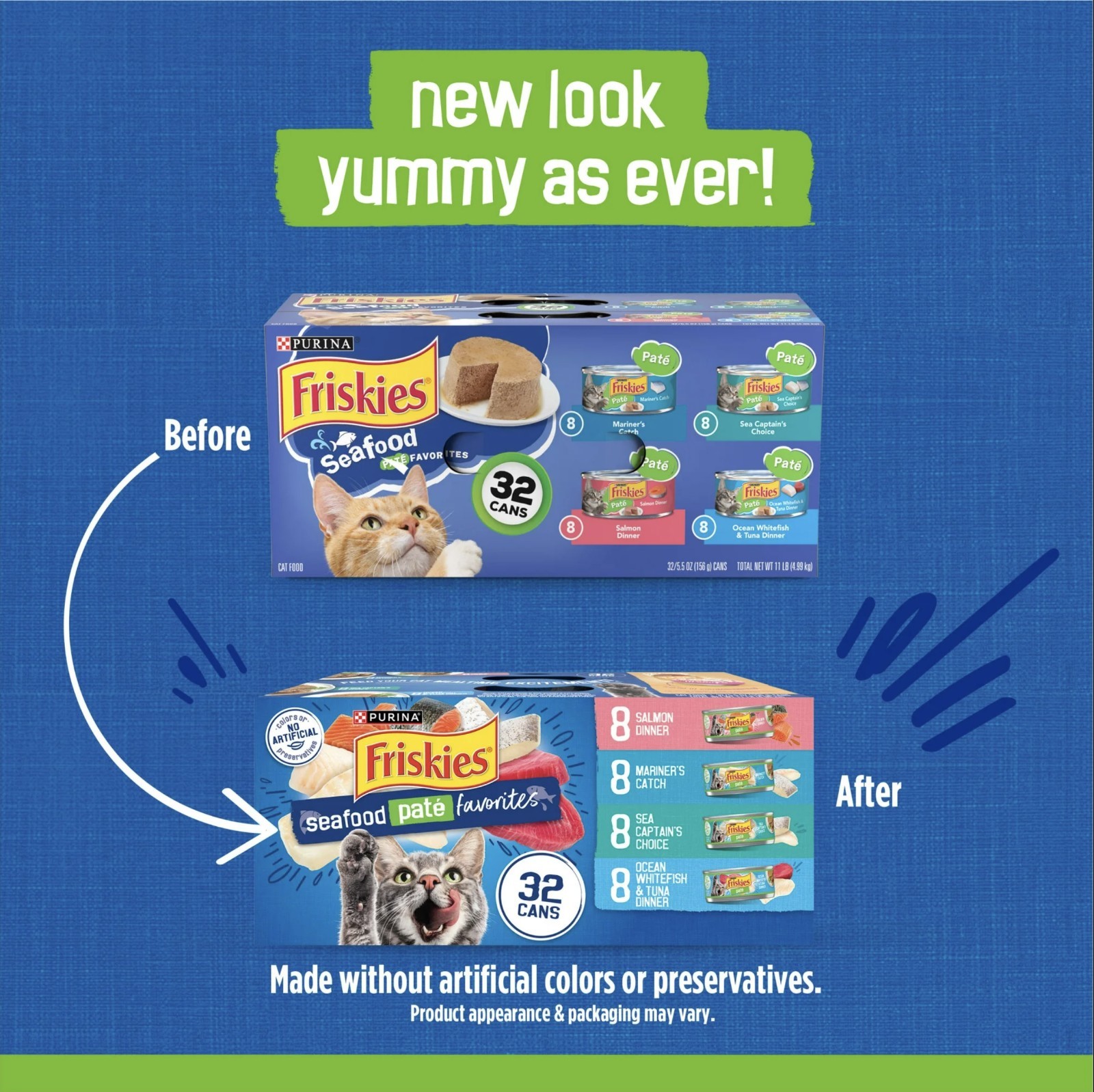 32 Pack Pate Seafood Favorites Variety Pack, Wet Cat Food, 5.5 oz Can