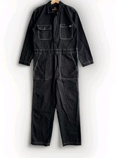Dickies Black Coverall Mens Medium Long Sleeve Overalls White Stitching Jumpsuit