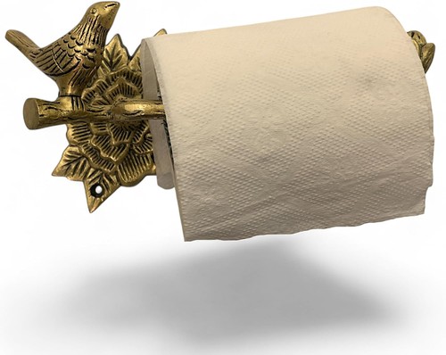 ✅ NUOVO Porta Carta Igienica Uccellino Ottone Massello Antico da Parete Vintage - Foto 6 di 9