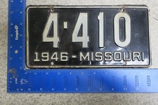 Missouri License Plate Tag 1946 46 4410 4-410