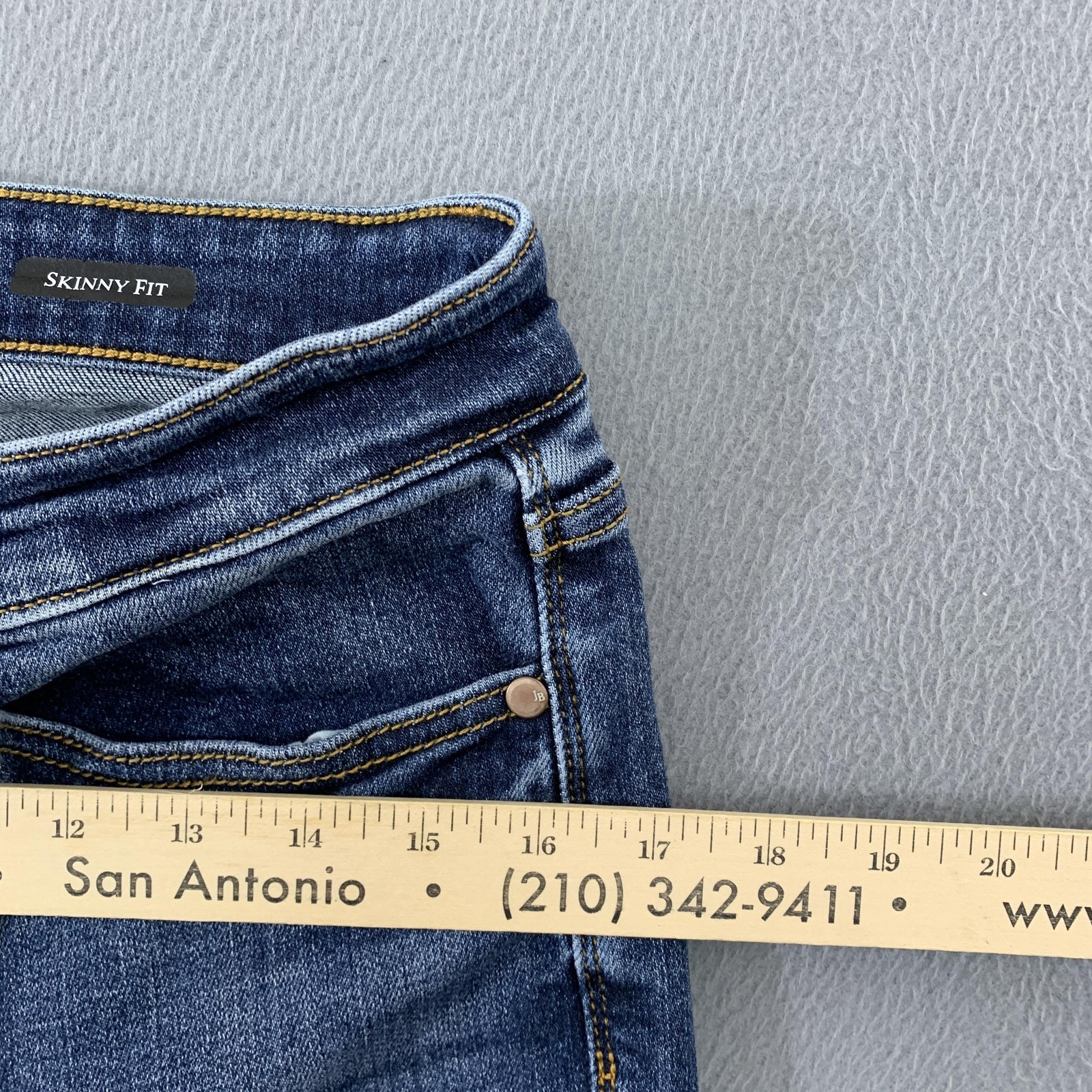 Judy Blue Jeans Womens 11/30 Blue Skinny Fit Button Fly Raw Hem Stretch Denim