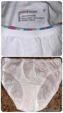 Hanes Girls Vintage Size 10 Bikini  White Cotton Panty Panties Underwear