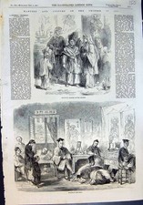 Original Old Antique Print Customs Chinese Mourning Dresses Mourning Dead 1859